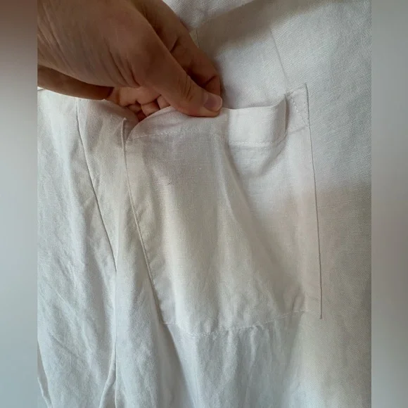 ASOS Cream Linen Like Vest Jumpsuit Wide Leg Button Front Minimalist Size 6 - Picture 7 of 10